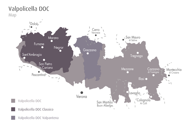 Valpolicella wine producing areas map