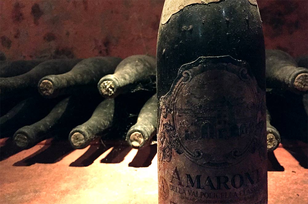 old bottles of Amarone wine